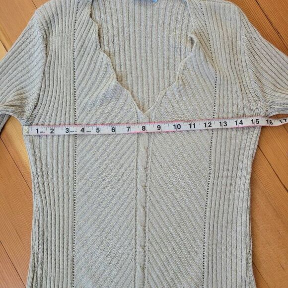 Vintage Y2K tunic sweater extra long sleeves beige medium boho lagom - Picture 9 of 13
